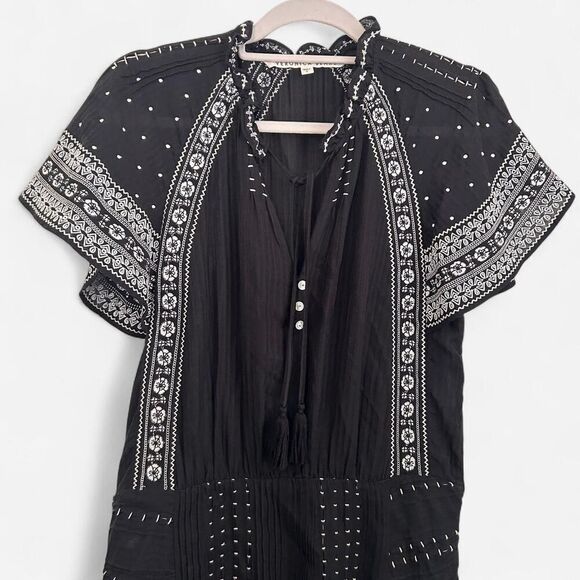 Veronica Beard Minos Embroidered Flutter Sleeve Mini Dress – Silk-Blend Boho 6 - Picture 7 of 8